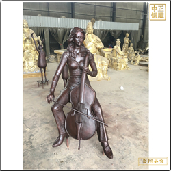 現(xiàn)代廣場(chǎng)拉大提琴人物銅雕塑 