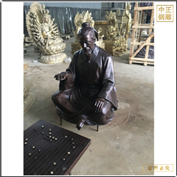 古代人物下棋人物銅雕塑 