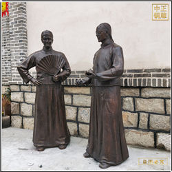拿扇子聊天景觀古代人物雕塑